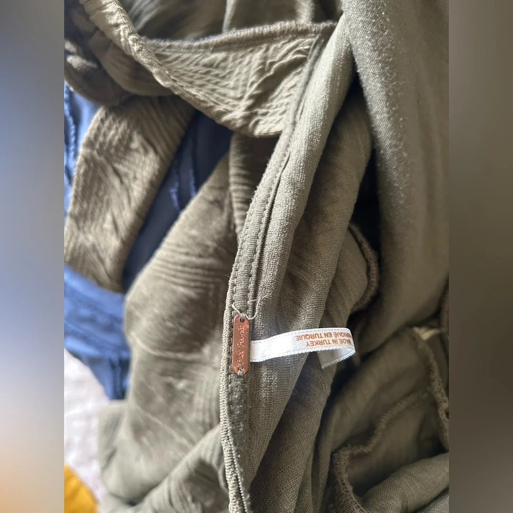 Free People Violet Mini Dress in Green Puff Sleeve Square Neck Size Medium M - Picture 7 of 7